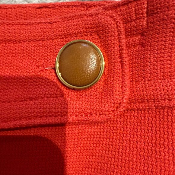 Tory Burch X Bergdorf Goodman Coral/Orange Brown Linen Pleated Mini - Picture 6 of 12